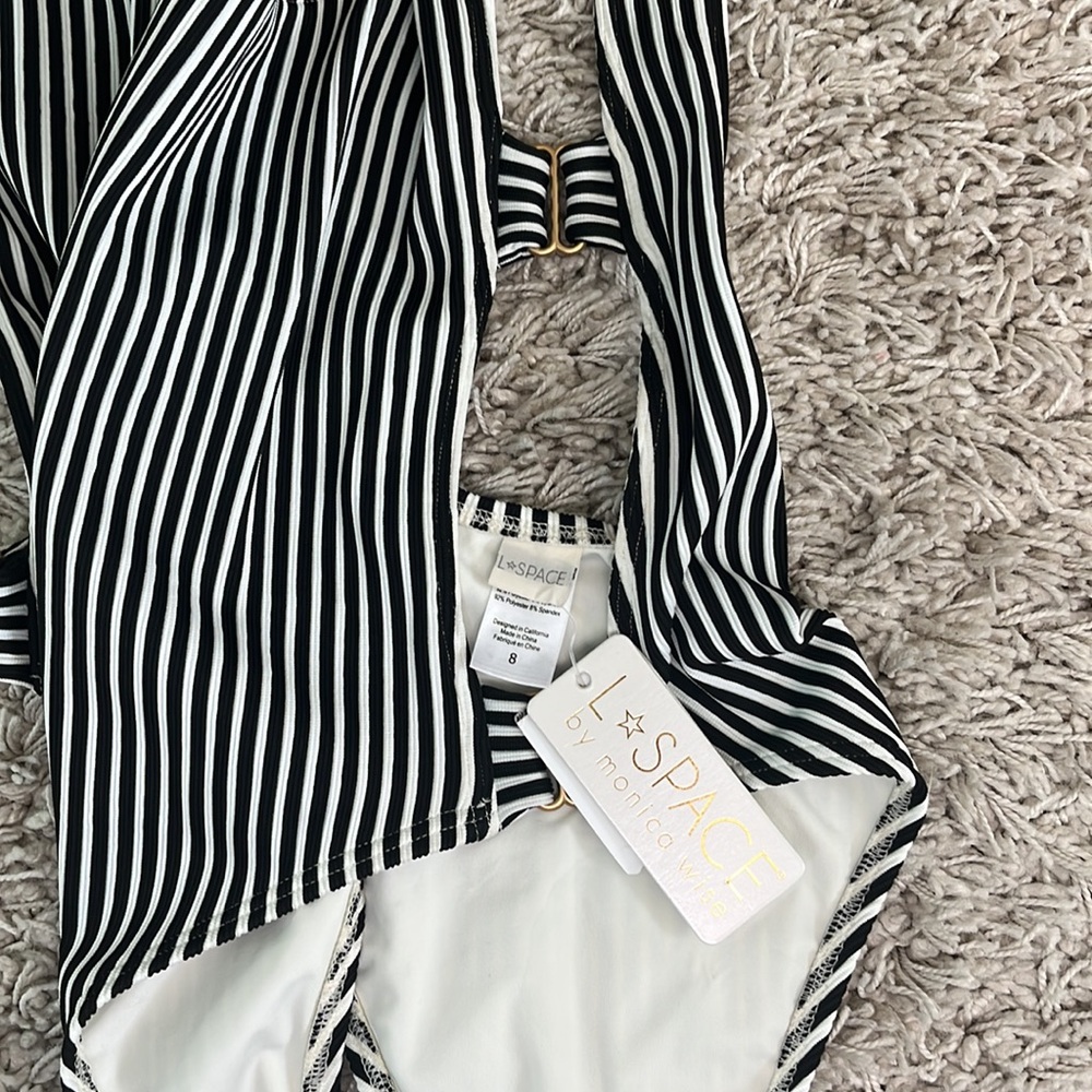 L*Space Mayra Striped One-Piece w/ Gold Hardware Cutouts - Picture 6 of 9